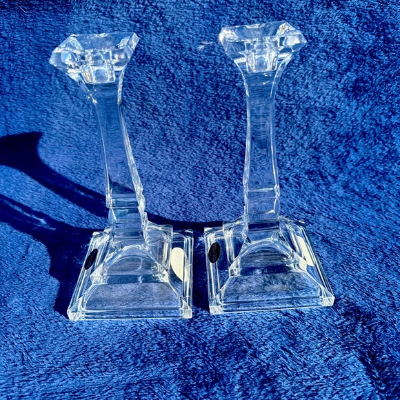 Toscany St. George 24% Lead Crystal 8" Candlesticks USA Cut Glass vintage - Picture 12 of 16